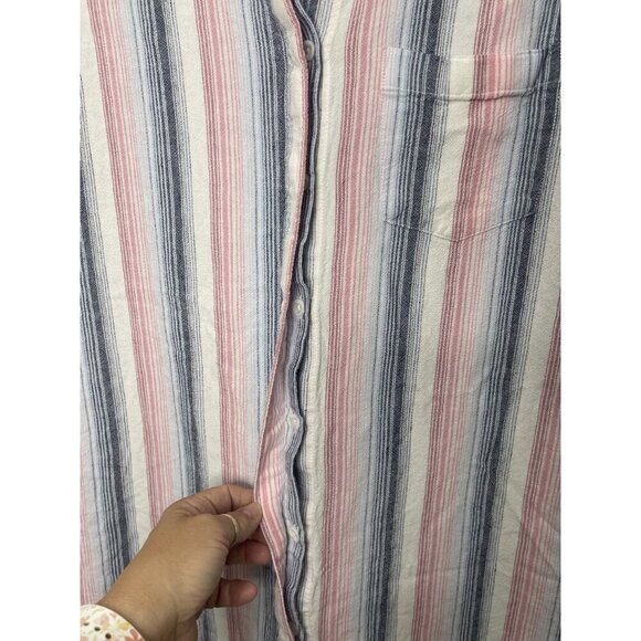 Cloth & Stone Anthropology Linen Blend Striped Sleeveless Shirtdress Size Medium - Picture 3 of 9